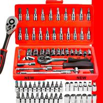 Kit Jogo De Ferramentas Chave Catraca 46 Peças Com Maleta Kit Jogo De Ferramentas Chave Catraca 46 Peças Com Maleta