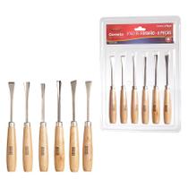 Kit Jogo de Formão Cortar Entalhar Esculpir Madeira Artesanato - 6 unidades - Corneta Ferramentas