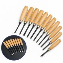 Kit Jogo De Formões Com 12 Peças Para Esculpir Madeira