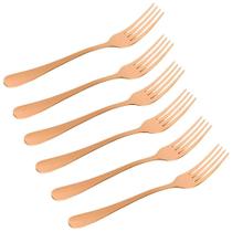 Kit Jogo De Garfo Refeição Gold Rose 12pç Inox Rústico Luxo