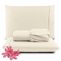 Kit Jogo de Lençol 02 Peças Solteiro Micro Percal 400 Fios Ponto Palito Cama Box