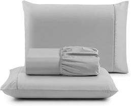 Kit Jogo De Lençol 400 Fios 3 Peças Liso Toque Macio com Elástico Tamanho Solteiro Casal Queen King