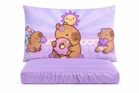 kit Jogo de Lençol Capivara Infantil Juvenil com fronha Personalizada Estampada em todos os Tamanhos Angel