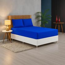 Kit Jogo de Lençol Casal 3 Peças Malha Gel Excelente Qualidade com Elástico Azul Kit Jogo de Lençol Casal 3 Peças Malha Gel Excelente Qualidade com Elástico Azul