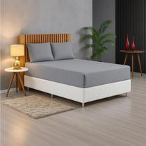 Kit Jogo de Lençol Casal 3 Peças Malha Gel Excelente Qualidade com Elástico Cinza