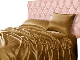 kit jogo de lençol cetim queen 04 pçs. toque macio anti frizz