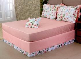 Kit Jogo de Lençol com Saia box Ajustável para Casal Padrão e Queen Size 5 Peças