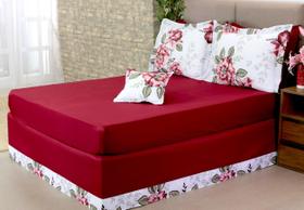 Kit Jogo de Lençol com Saia box Ajustável para Casal Padrão e Queen Size 5 Peças