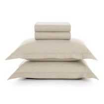 Kit Jogo De Lençol Karsten 4 Peças Cama Queen Tesso 100% Algodão Cor:Bege Kit Jogo De Lençol Karsten 4 Peças Cama Queen Tesso 100% Algodão Cor:Bege