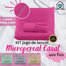 Kit Jogo de Lençol Micropercal 400 Fios Ponto Palito 03 Peças- Casal Padrão Kit Jogo de Lençol Micropercal 400 Fios Ponto Palito 03 Peças- Casal Padrão