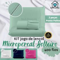 Kit Jogo de Lençol Micropercal 400 fios Ponto Palito 2 Peças - Solteiro