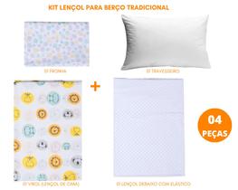 Kit jogo de lençol p/ berço tradicional+travesseiro - bebê