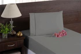 kit jogo de lençol solteiro 400 fios ponto palito cinza