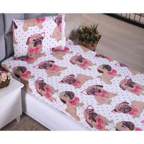 kit jogo de lençol solteiro com elástico 2 peças Estampas::Dog Poá
