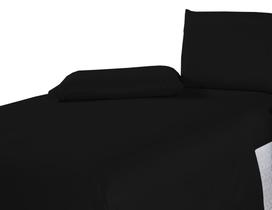 Kit Jogo de Lençol Solteiro Microfibra Premium 03 Peças Jogo de Cama 20CM Altura PRETO