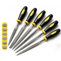 Kit Jogo de Lima Agulha Fina Chata Triangular Para Acabamento Profissional 6 Peças