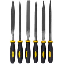 Kit Jogo de Lima Agulha Fina Chata Triangular Para Acabamento Profissional 6 Peças