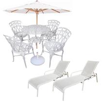 Kit Jogo de Mesa Aluminio Móveis para Área Piscina Completo