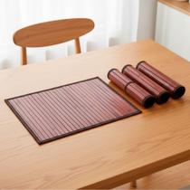 Kit Jogo de Mesa Americano Bambu 4pçs Marrom Mimo Style Retangular Estilo Oriental