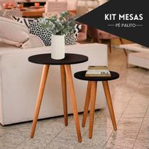 Kit Jogo de Mesas Lateral Decorativas Pé Palito