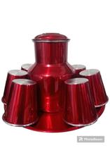 Kit Jogo de Moringa com 6 Copos Alumínio Vermelho