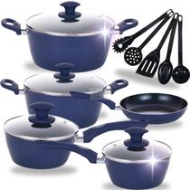 Kit Jogo de Panelas 10 Peças Indução Blue Red Revestido em Cerâmica Antiaderente Caçarola Kit Jogo de Panelas 10 Peças Indução Blue Red Revestido em Cerâmica Antiaderente Caçarola