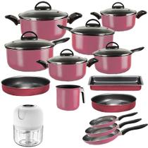 Kit Jogo de Panelas 13 Pçs Teflon Antiaderente + Processador