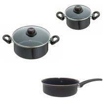Kit Jogo de Panelas 3 peças Esmaltada Indução Cooktop JJB