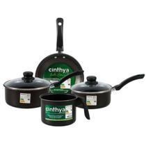 Kit Jogo de Panelas Alumínio Antiaderente 4un com tampa de vidro
