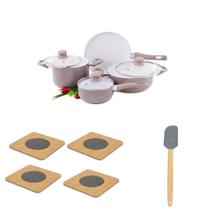 Kit Jogo de Panelas Cerâmica + Utensílios de cozinha 9 Peças