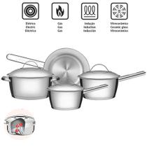 Kit Jogo De Panelas Inox 4 Peças Allegra Tramontina Fundo Triplo Reforçada