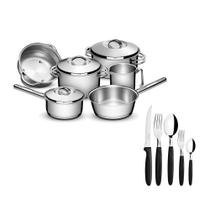 KIT - Jogo de Panelas Solar 6pçs inox + Faqueiro 30pçs Preto - Tramontina KIT - Jogo de Panelas Solar 6pçs inox + Faqueiro 30pçs Preto - Tramontina