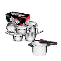 KIT - Jogo de Panelas Solar 6pçs inox + Panela de Pressão 6L Solar - Tramontina KIT - Jogo de Panelas Solar 6pçs inox + Panela de Pressão 6L Solar - Tramontina