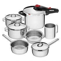 Kit Jogo de Panelas Tramontina Solar 7 Peças Aço Inox Indução Kit Jogo de Panelas Tramontina Solar 7 Peças Aço Inox Indução