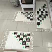 Kit Jogo de Passadeira Tapete de Cozinha Grande 3 Peças Estampado com Nozinho Tecido Grosso