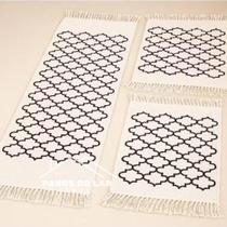 Kit Jogo de Passadeira Tapete de Cozinha Grande 3 Peças Estampado com Nozinho Tecido Grosso