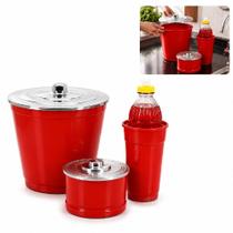 Kit Jogo De Pia 3 Peças Cesto De Lixo Com Tampa Porta Detergente Bucha Organizador Cozinha Lixinho Vermelho Kit Jogo De Pia 3 Peças Cesto De Lixo Com Tampa Porta Detergente Bucha Organizador Cozinha Lixinho Vermelho