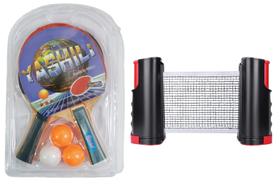 Kit Jogo de Ping Pong Com Rede Regulável 2 Raquetes 3 bolas