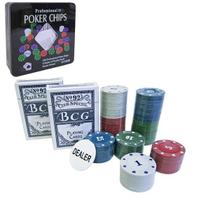 Kit jogo de poker 100 fichas + 2 baralhos + dealer na lata