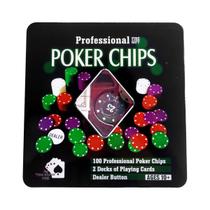 Kit Jogo De Poker Professional Chips Com 100 Fichas E 2 Baralhos IM42054