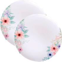 Kit Jogo De Prato Raso Jantar 8 Pessoas 8pçs Floratta 28cm