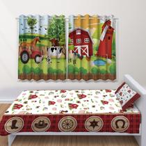 Kit Jogo de Quarto Infantil Cortina Jogo De Lençol +Fronha Quarto FAZENDINHA VERMELHA-IMPAKTO VISUAL Kit Jogo de Quarto Infantil Cortina Jogo De Lençol +Fronha Quarto FAZENDINHA VERMELHA-IMPAKTO VISUAL