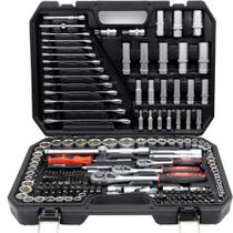 Kit Jogo de Soquete Chave Catraca 1/4 3/8 e 1/2 Pol. Combinada Allen Maleta 216 Peças Aço Kit Jogo de Soquete Chave Catraca 1/4 3/8 e 1/2 Pol. Combinada Allen Maleta 216 Peças Aço