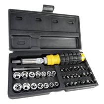Kit Jogo De Soquete e Bits Chave Articulada Encaixe 1/4 Pol 41 Peças Kit Jogo De Soquete e Bits Chave Articulada Encaixe 1/4 Pol 41 Peças