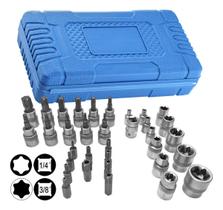 Kit Jogo De Soquete Pito Torx Estrela Macho E Fêmea 34 Peças Kit Jogo De Soquete Pito Torx Estrela Macho E Fêmea 34 Peças