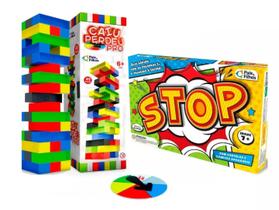 Kit jogo de tabuleiro stop + caiu perdeu pró Pais e Filhos