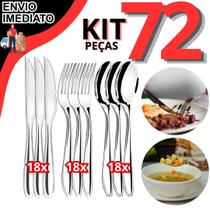 Kit Jogo De Talheres Talher Em Inox 72 Peças Garfo Faca Serra E Colher De Mesa Faqueiro Restaurante Lanchonete Cozinha