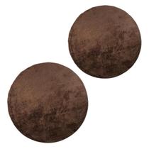 Kit Jogo de Tapetes 2 Unidades Redondo Felpudo Base Antiderrapante Cor Marrom Tamanho 1m e 1.5m Versátil Pelo Baixo Confortável Decoração Sala Quarto
