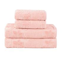 Kit Jogo De Toalhas Buddemeyer 4 Peças Banhão e Rosto Lollipop 100% Algodão Cor:Rosa 1303