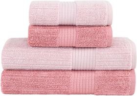 Kit Jogo de Toalhas Buddemeyer 4 Peças Banho e Rosto Fio Penteado Canelado 100 Algodão Ultrasoft Rosa Kit Jogo de Toalhas Buddemeyer 4 Peças Banho e Rosto Fio Penteado Canelado 100 Algodão Ultrasoft Rosa